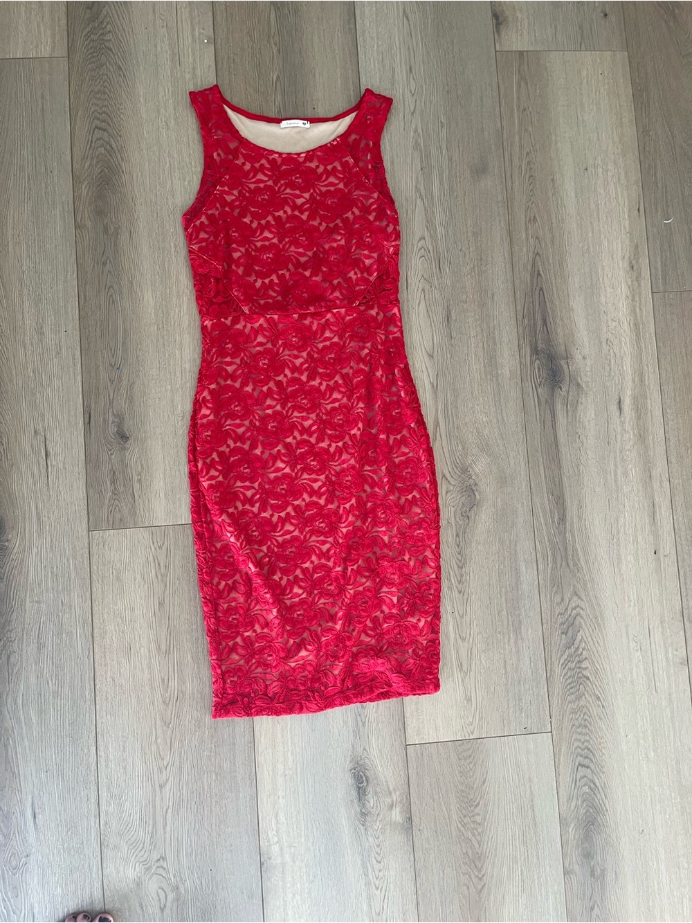 Soprano Red Lace Sheath Dress